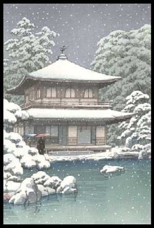 Ginkakuji Temple in the Snow by Kawasa Hasui (1886-1957)